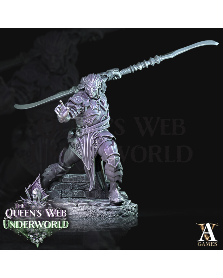 Dark Elves Fighter (3 poses) - The Queen's Web: Underworld - Archvillain Games
