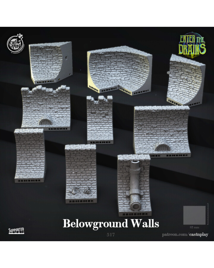 Walls (8 Types) - Enter the Drains - Cast n' Play